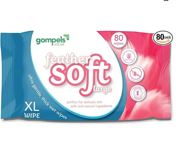 Extra Large Wet Wipes for Adults 30x20cms (80pk) – Feather Soft Body Cleansing Wet Wipes for Incontinence Care – Ultra Gentle, Thick XL Wet Wipes – Kind to Skin with Aloe Vera and Vitamin E